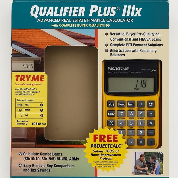 Qualifier Plus IIIx Real Estate Finance Calculator NIB Missing 1 Free Proj Call - Picture 1 of 5
